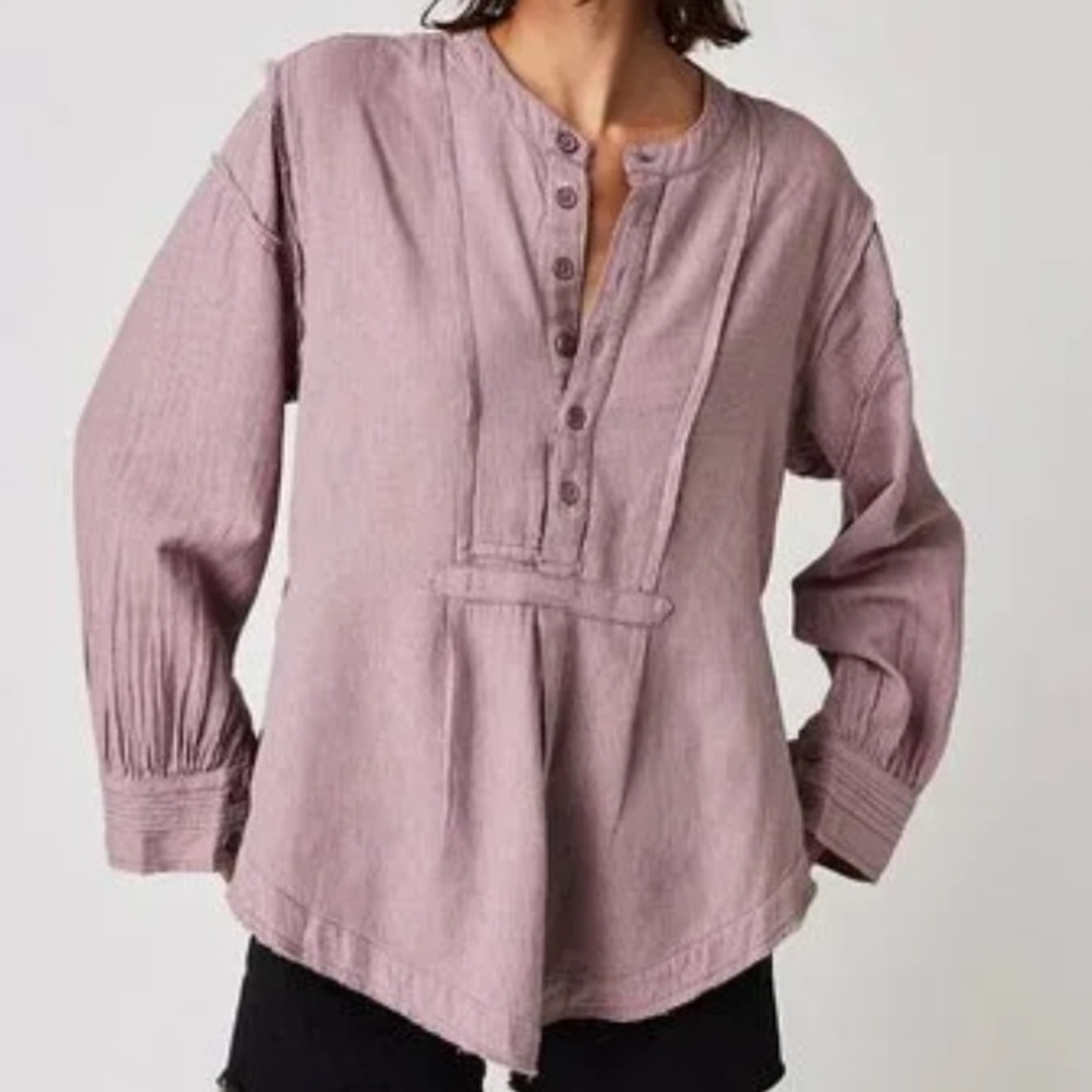 Free People Edge Washed Shirt Tunic Top